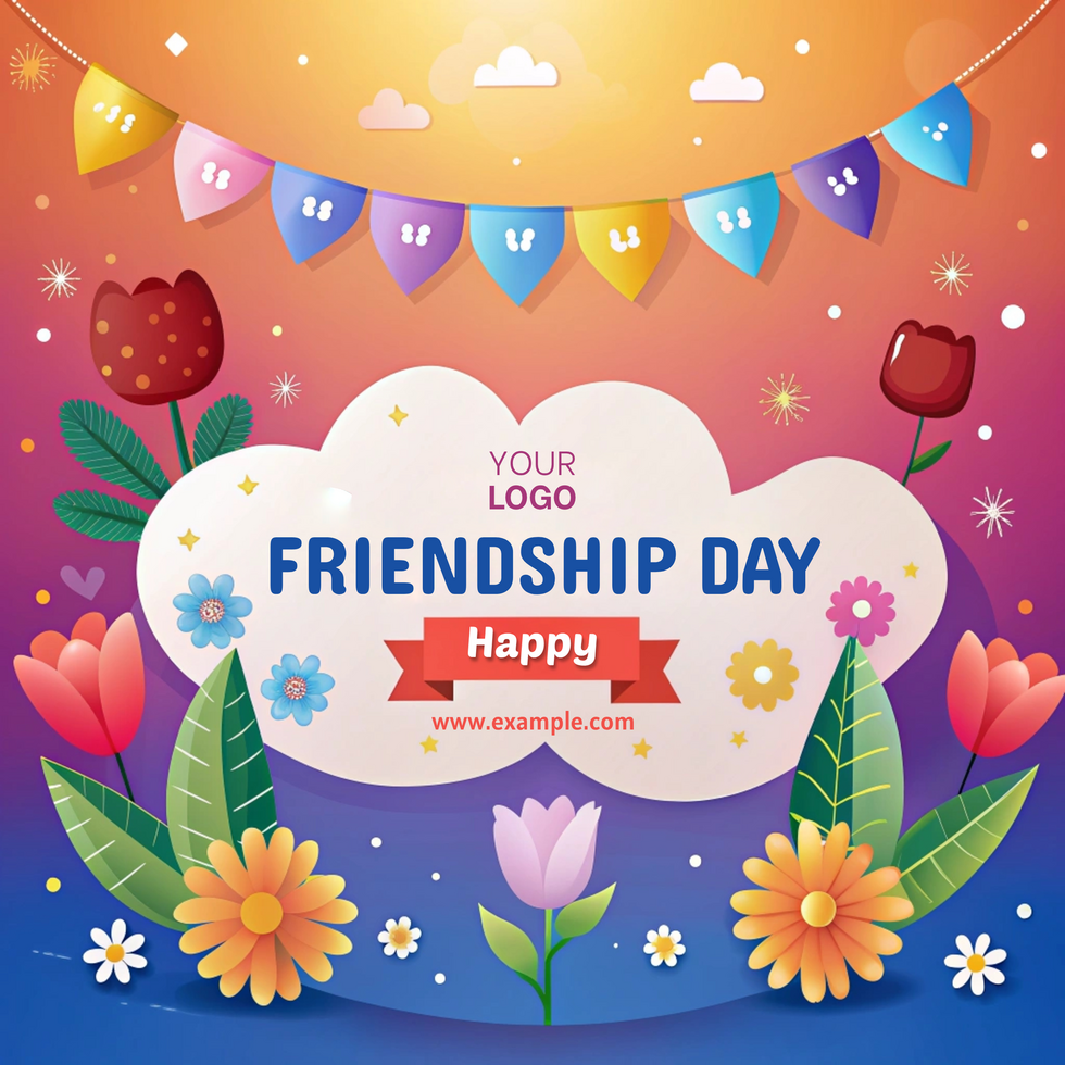 A colorful poster with a flowery background psd