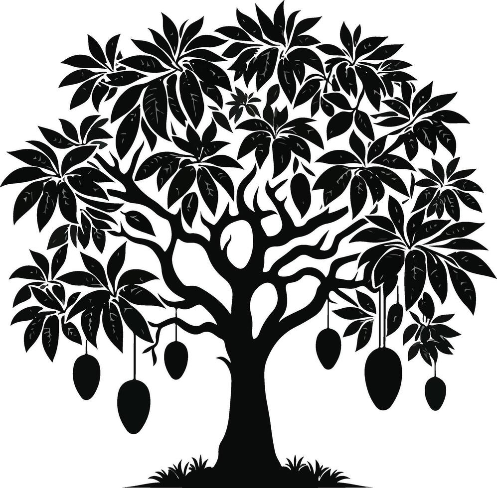 Elegant Mango Tree Design Minimalist Botanical Art vector