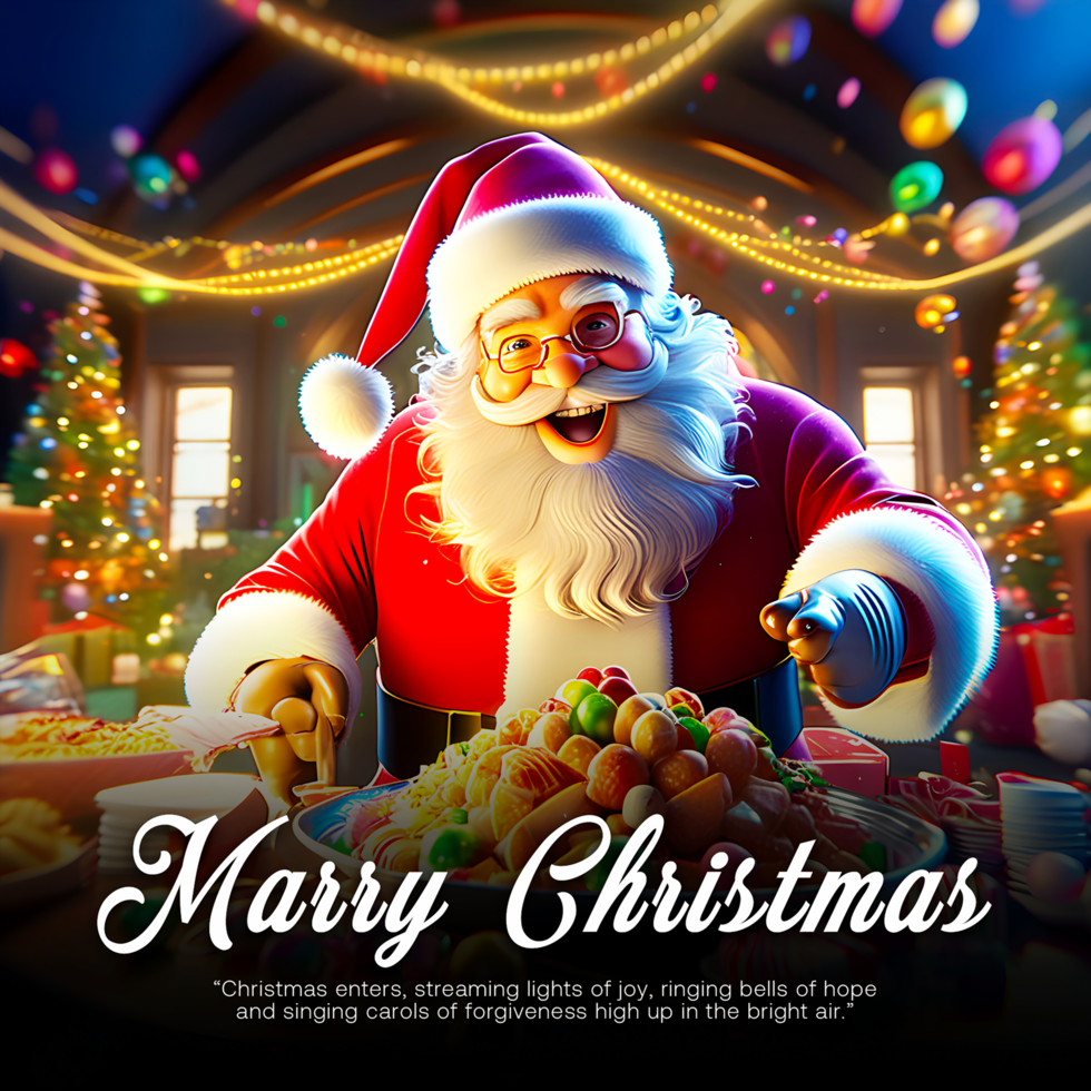 Merry Christmas poster design with Santa Claus psd