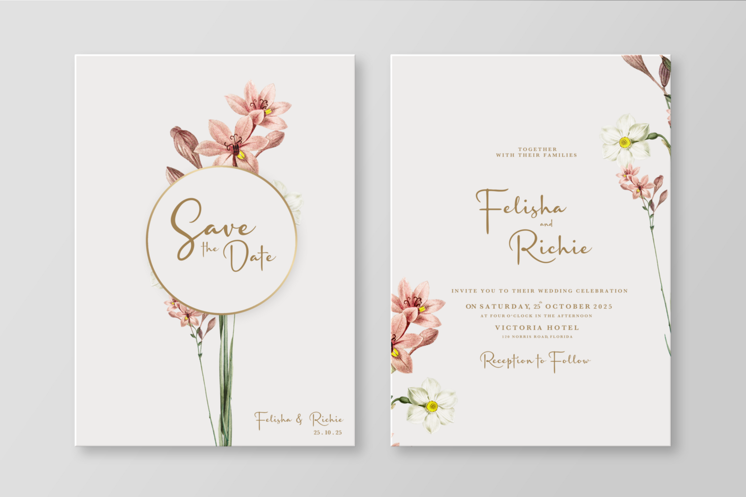 Floral Wedding Invitation Template psd