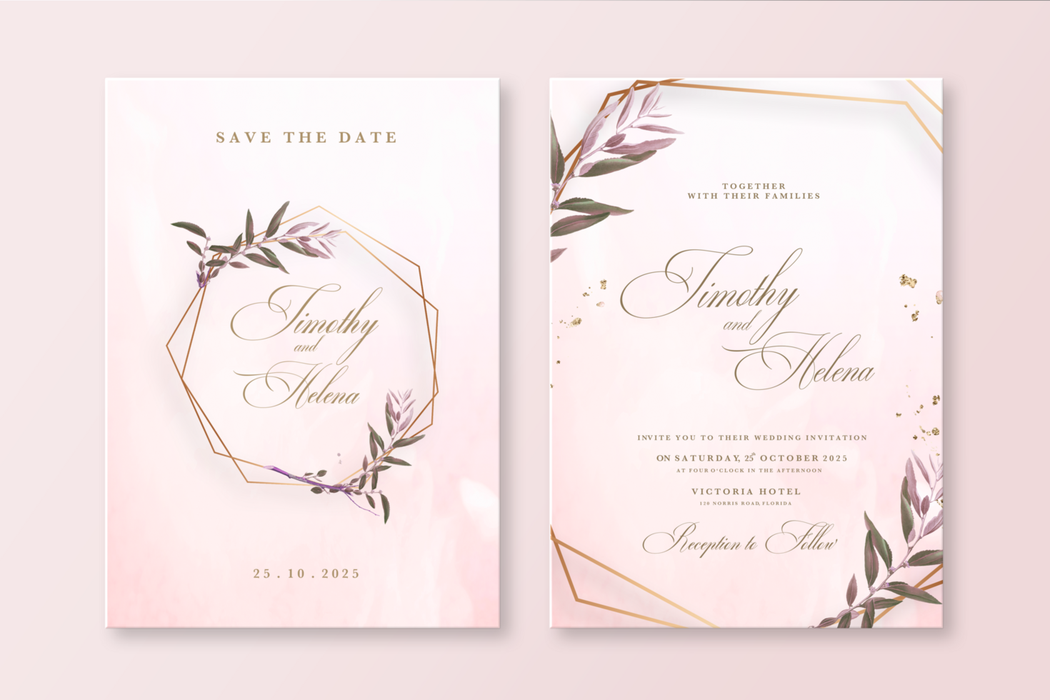 Geometric Wedding Invitation Template psd