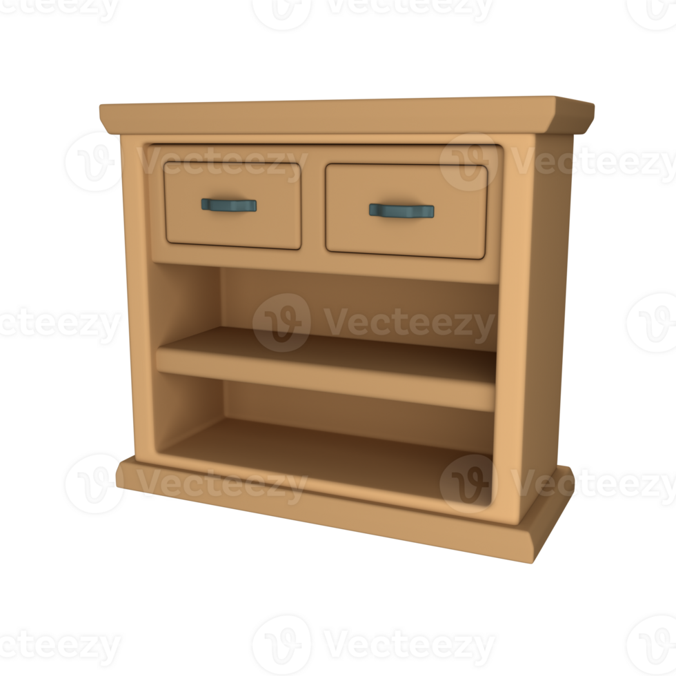 A compact bookshelf perfect for small spaces, 3D render png