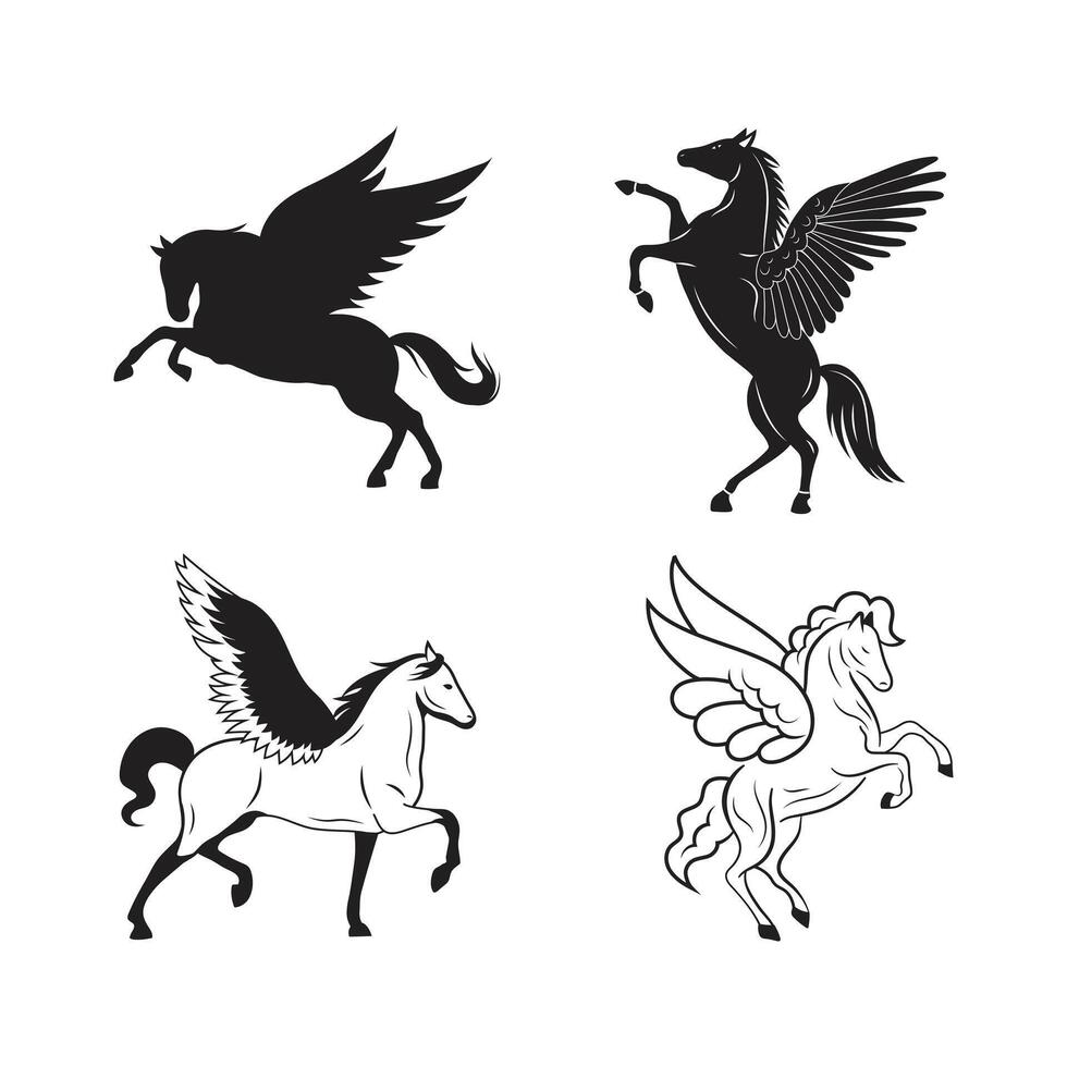 Set of flying fictional creature . vector