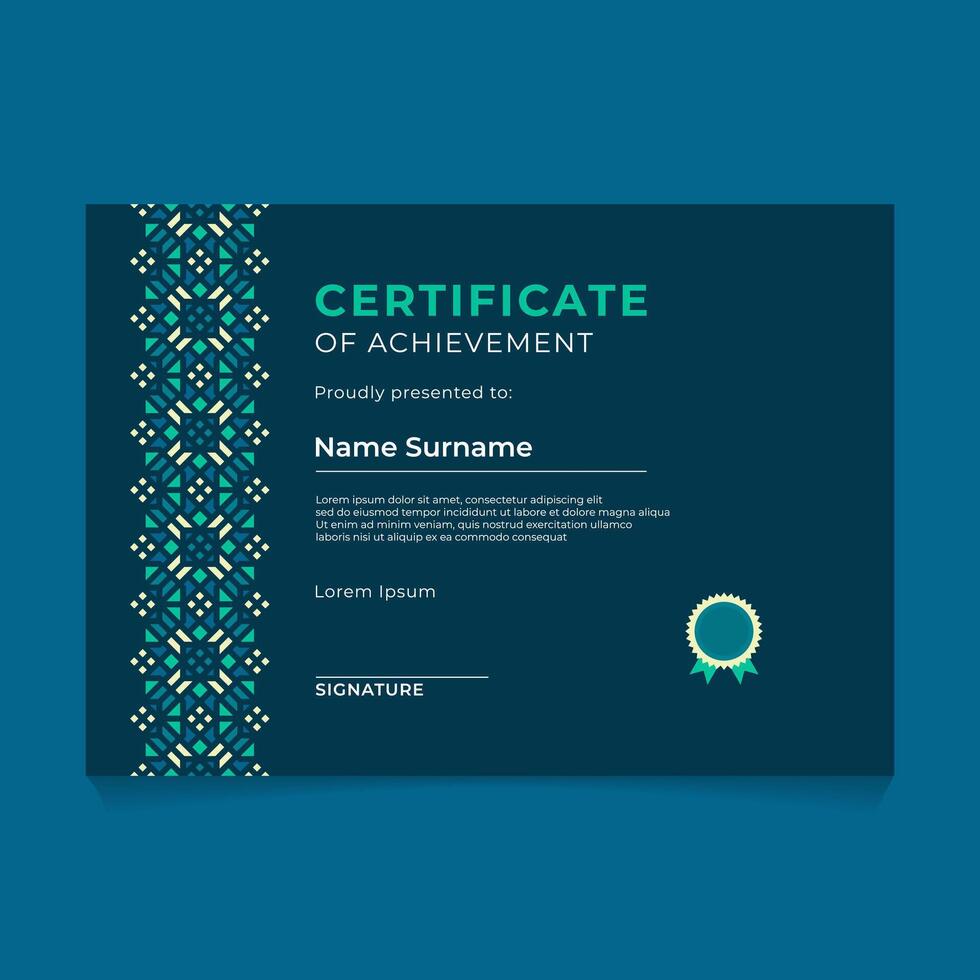 Oriental Geometric Certificate Template Design vector