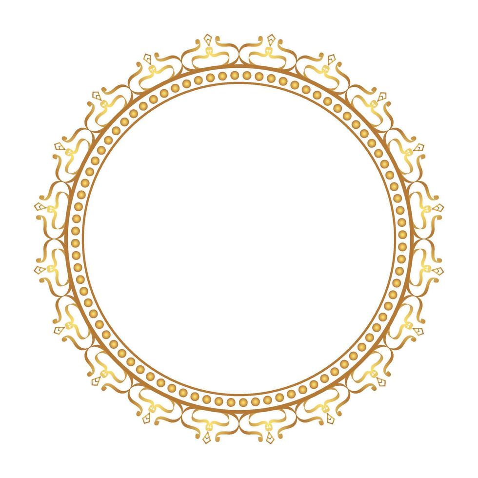 Indian flower mandala art with luxury golden circle frame transparent vintage gold circular pattern vector