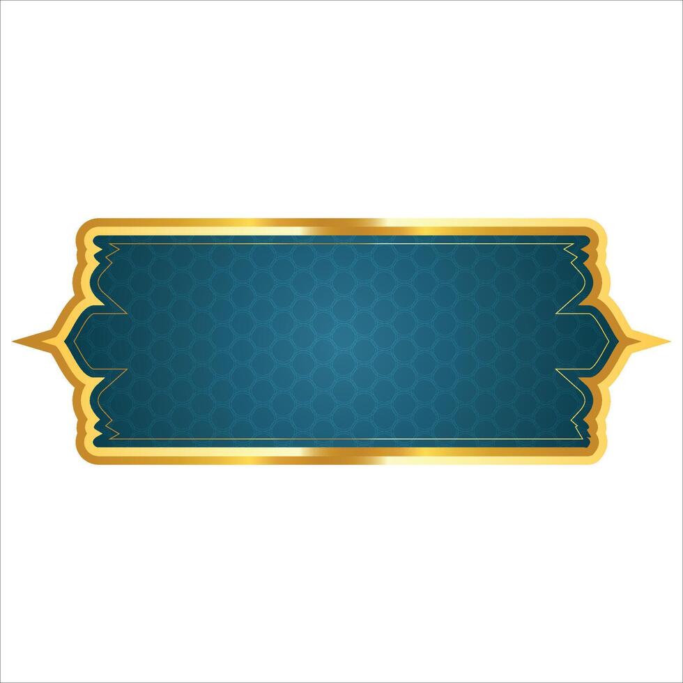 Islamic frame with gradient blue background and golden border vector