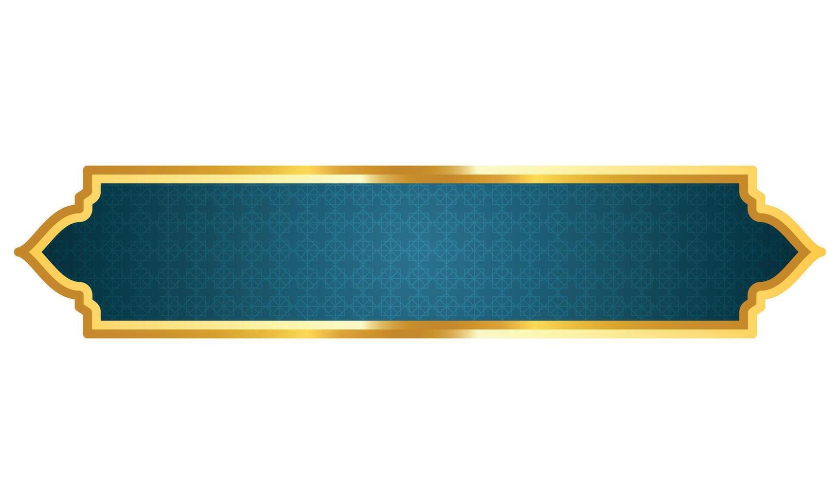 Luxury blue golden set arabic islamic banner title frame text box in transparent background vector