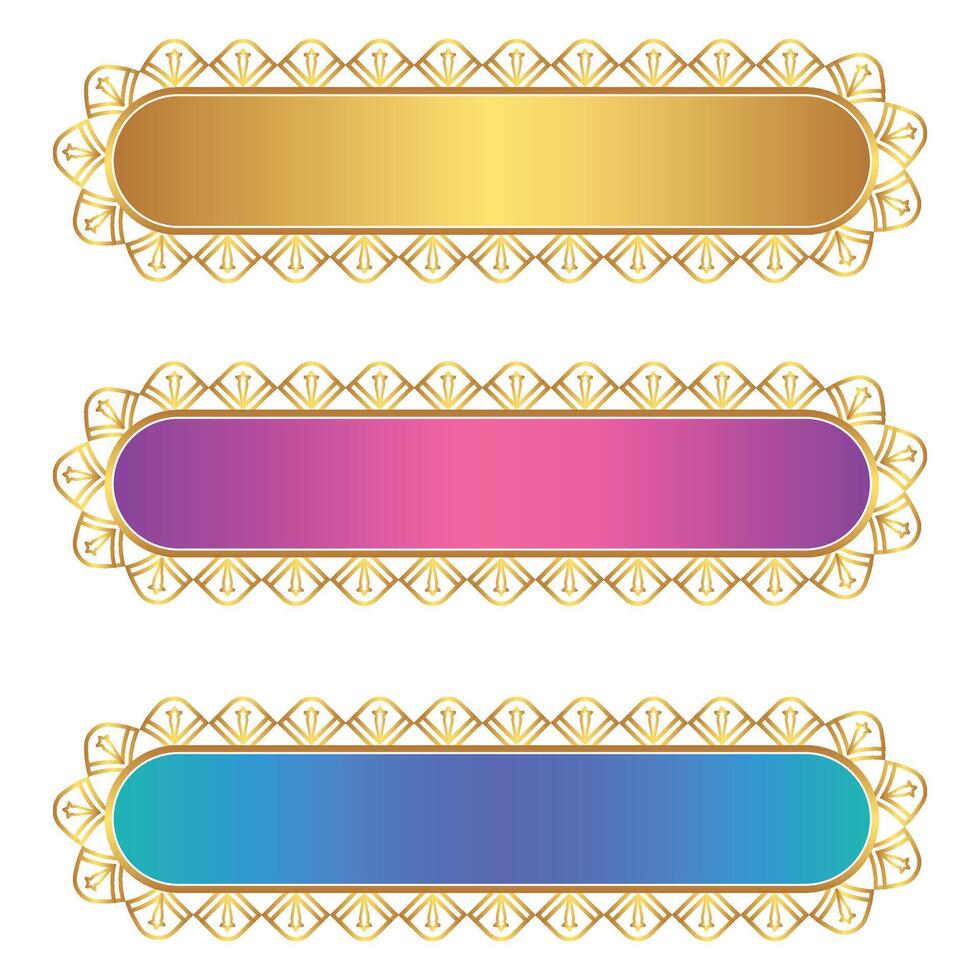 Set of decorative luxury golden arabic islamic banner title frame transparent background gold text box clipart vector