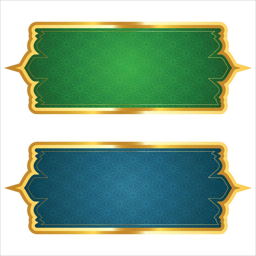 Set of decorative luxury golden arabic islamic banner title frame transparent background gold text box clipart vector