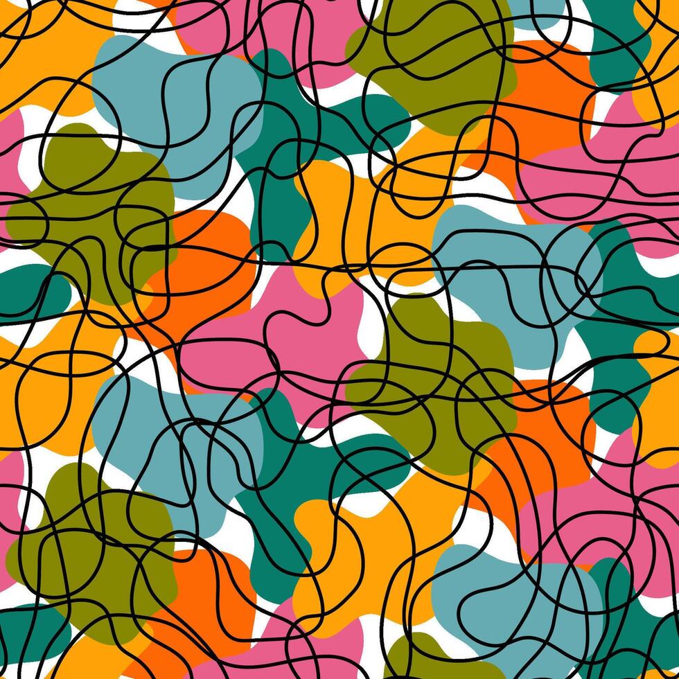 Abstract Colorful Organic Shapes and Lines Pattern vector