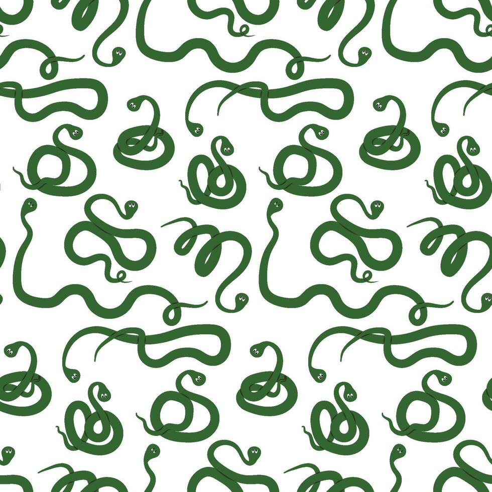 Seamless Background of Green Snakes in Various Poses, Symbol of 2025, Chinese New Year vector