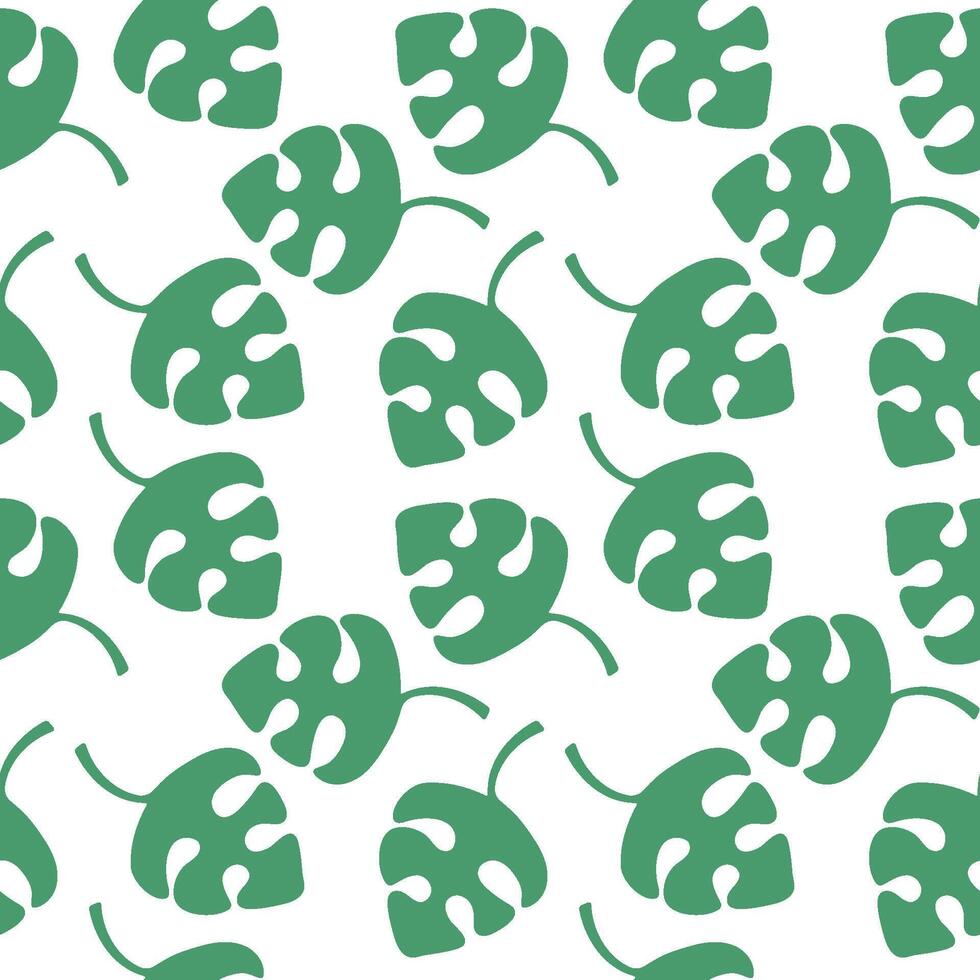 Seamless pattern with monstera leaves on white background vector
