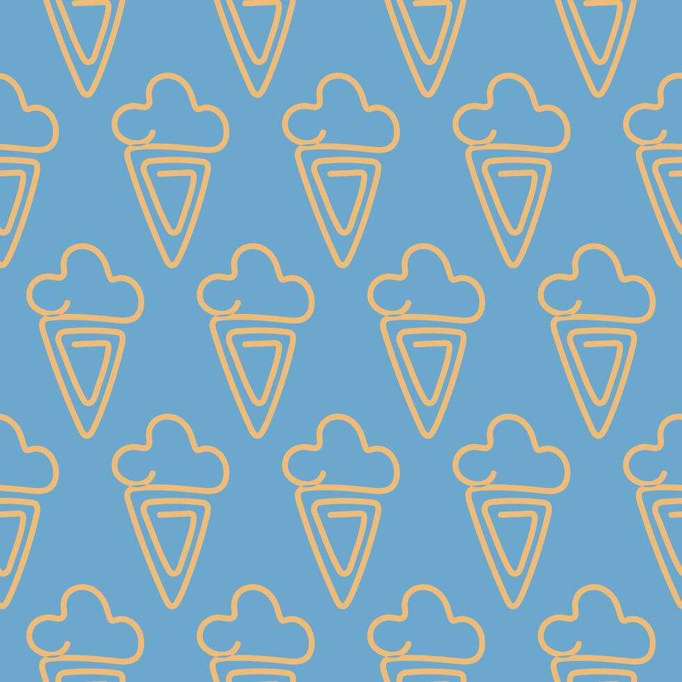 Seamless Pattern with Ice cream-Shaped Paper Clips for School Preparation. vector