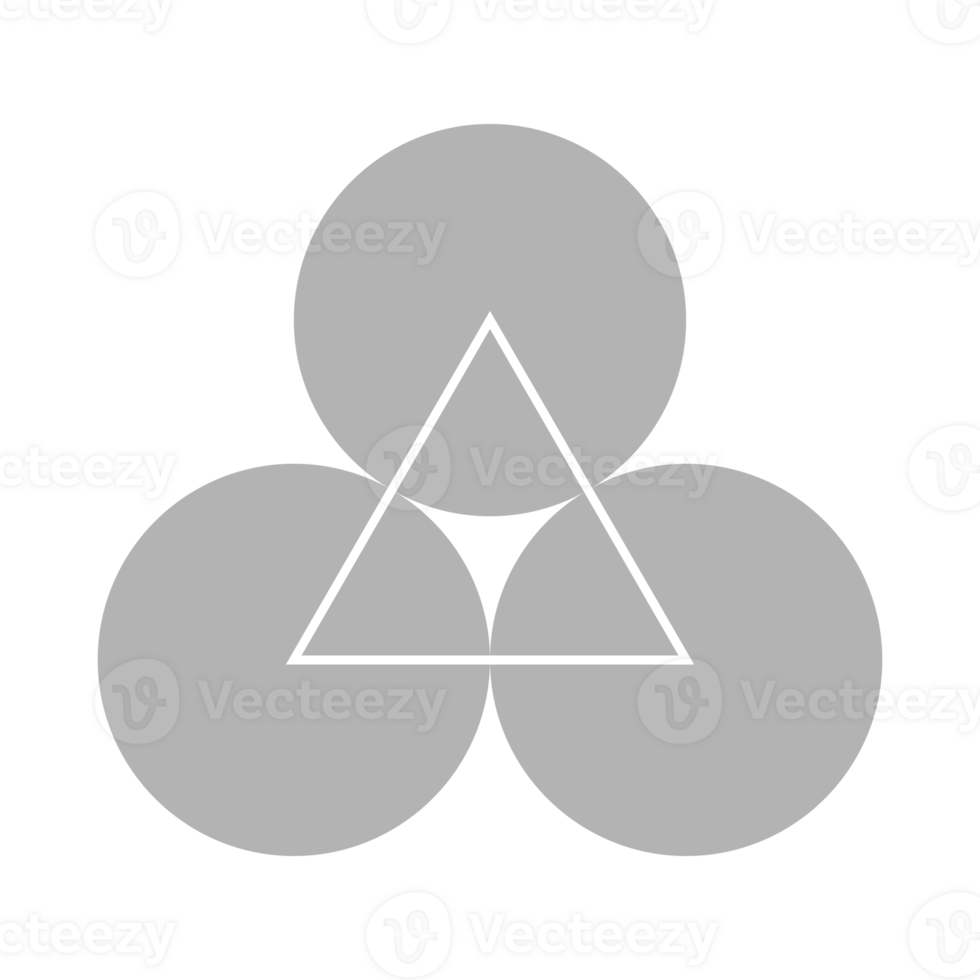Triangle Shape in the 3 Circle Shape, can use for Logo Gram, Website, Ornate, Decoration or Graphic Design Element png