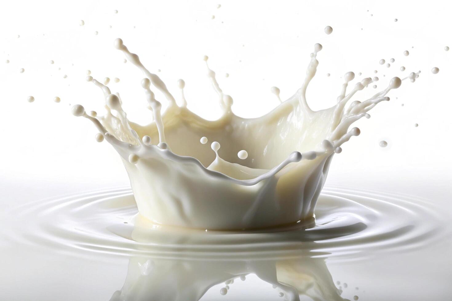 Milk splashes on white background photo