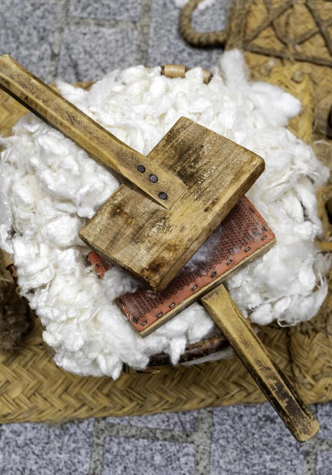 Sheep wool with comb photo