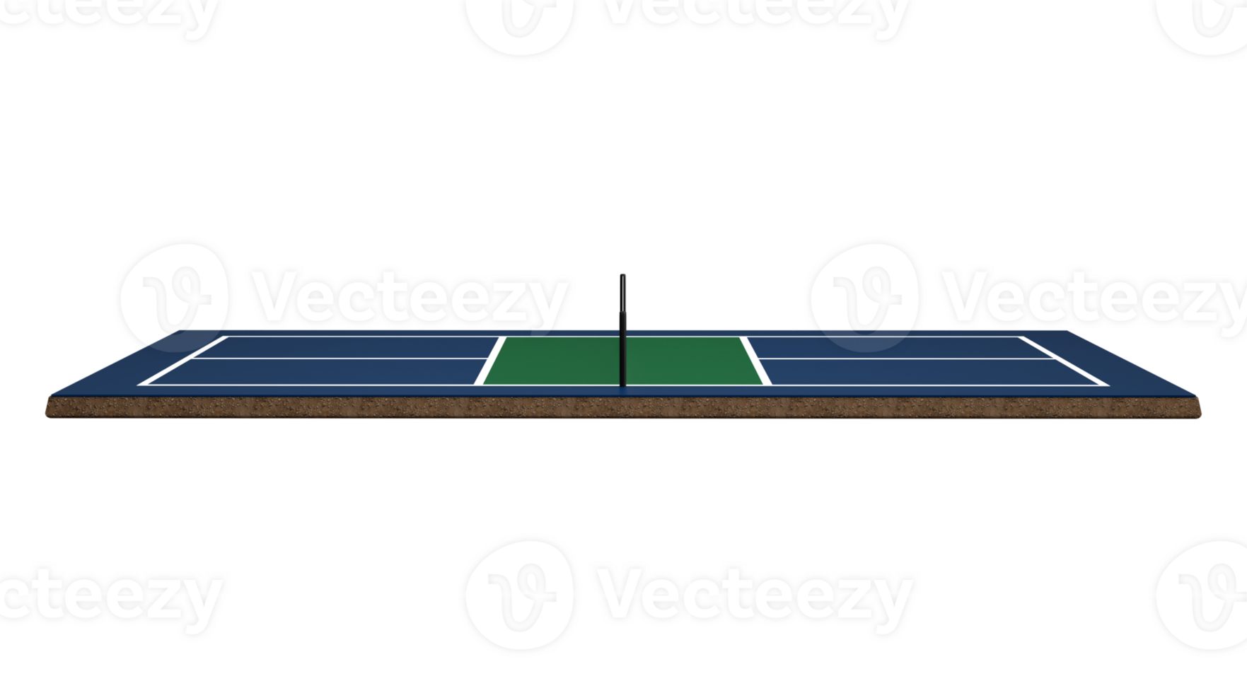 3D Pickleball Court With A Net, Blue Floor And White Lines Marking The Boundaries 3D Illustration png