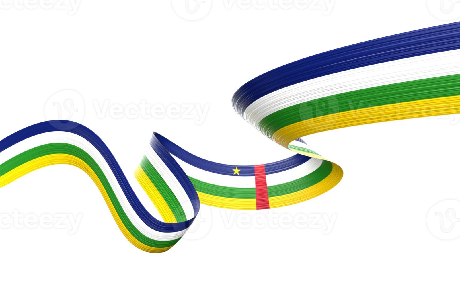 3d Flag Of Central African Republic 3d Shiny Waving Ribbon Flag 3d Illustration png