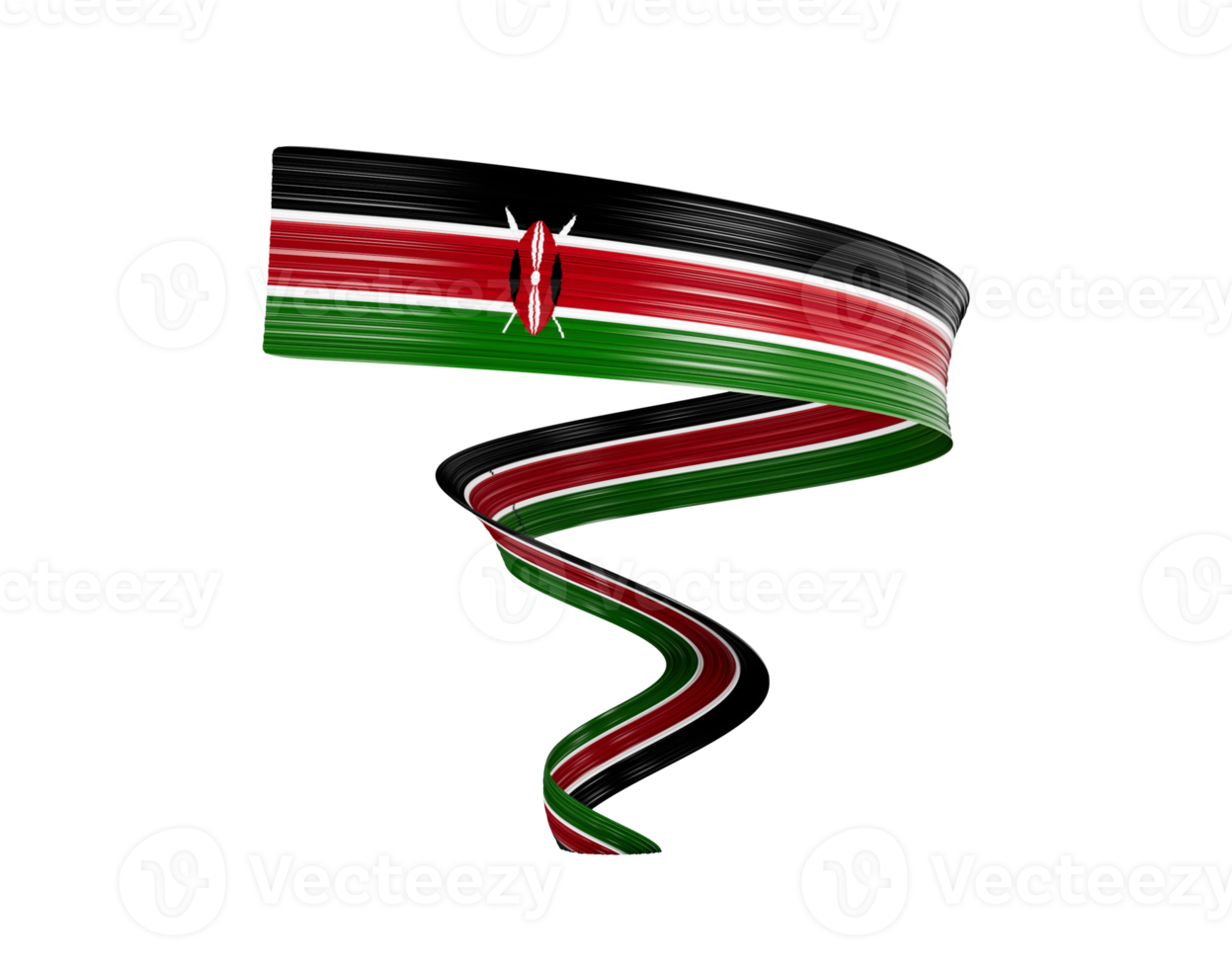 3d Flag Of Kenya 3d Shiny Waving Twisted Ribbon Flag 3d Illustration png