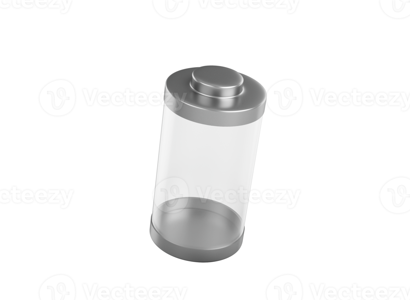 3d Abstract Transparent Empty Glass Battery With Metal Caps 3d Illustration png