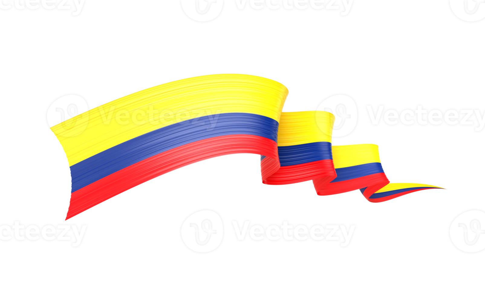 3d Flag Of Colombia 3d Wavy Shiny Colombia Ribbon Flag 3d Illustration png