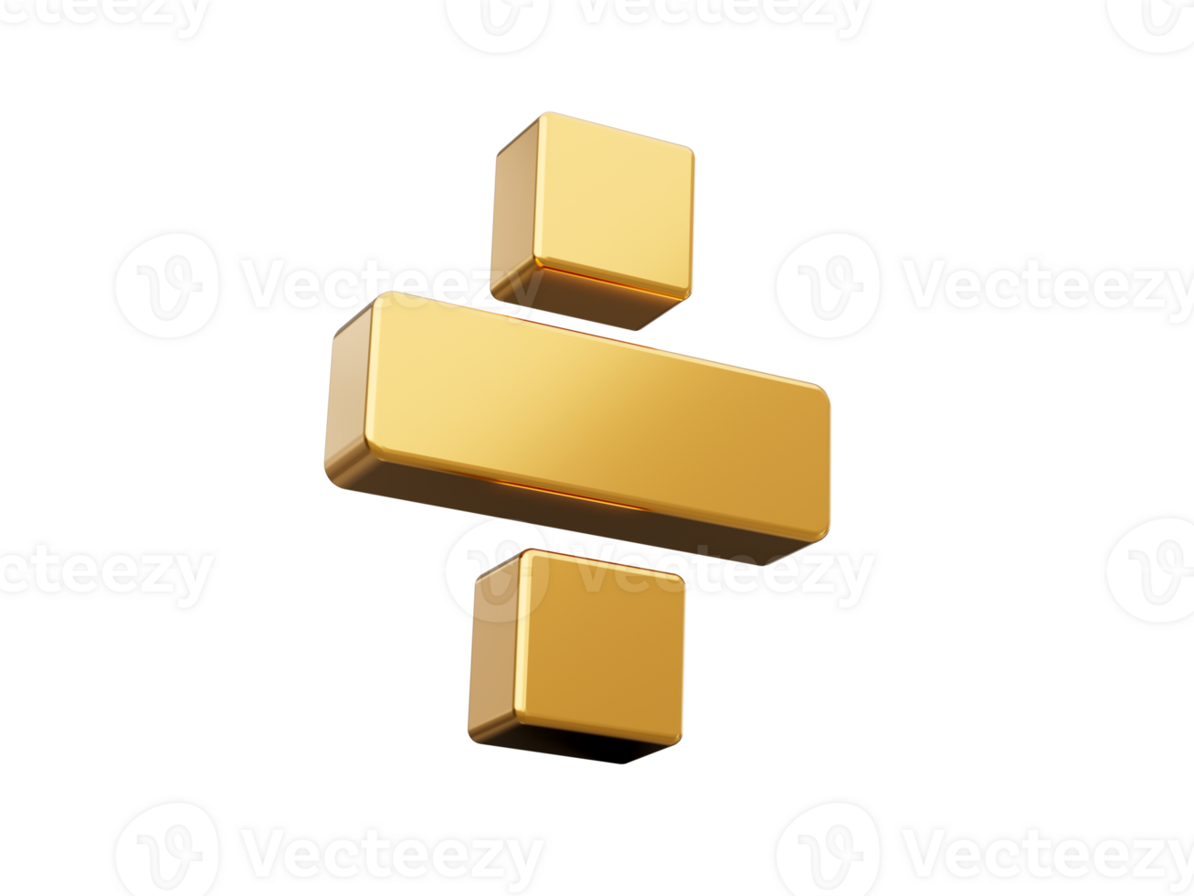 Golden 3d math Divide symbols icon - 3D illustration png