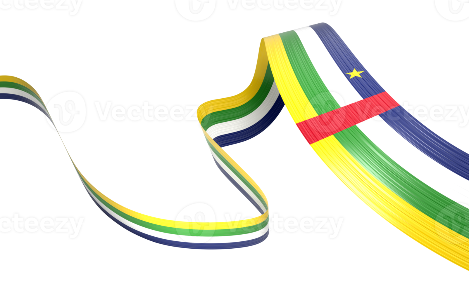 3d Flag Of Central African Republic 3d Shiny Waving Ribbon Flag 3d Illustration png