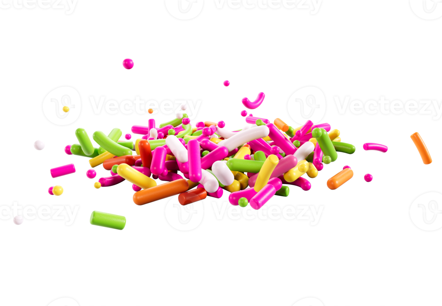 3d Colorful Sugar Sprinkles, Decoration For Cake And Bakery, 3d illustration png