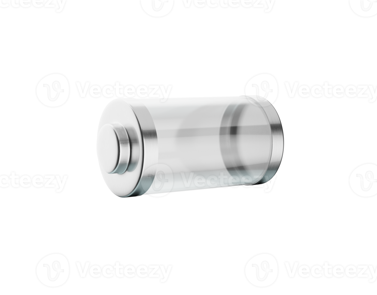 3d Abstract Transparent Empty Glass Battery With Metal Caps 3d Illustration png