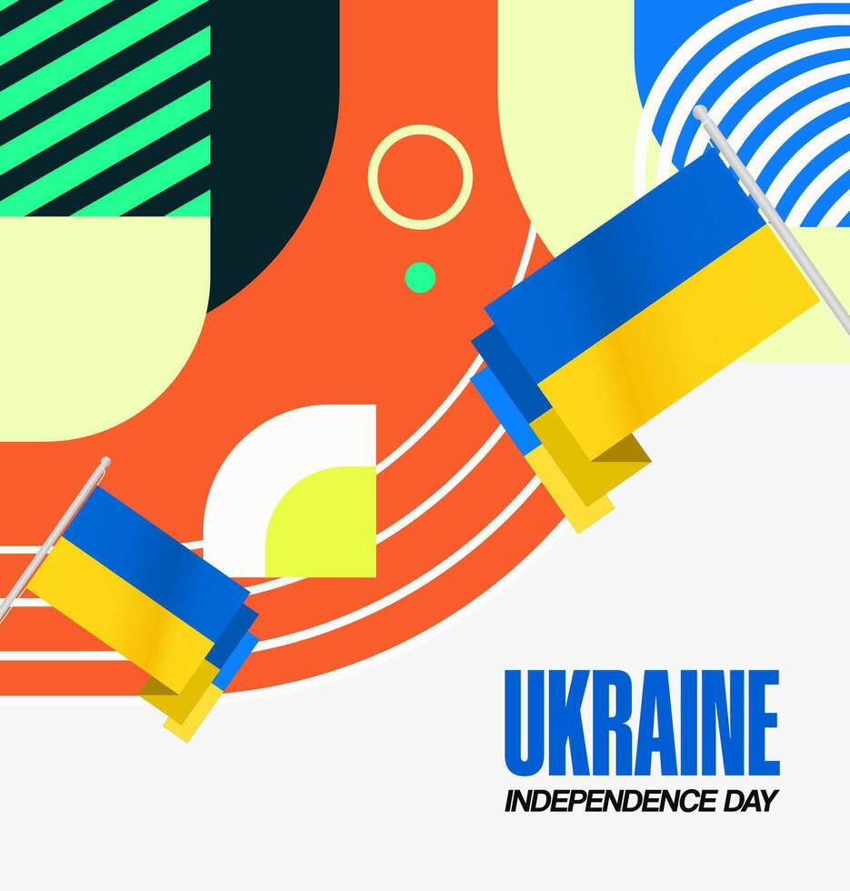 Ukraine National Day square banner. Modern geometric background with colorful style for Ukrainian Day. Happy Independence Day of Ukraine greeting card cover in flag colors. Happy national day vector
