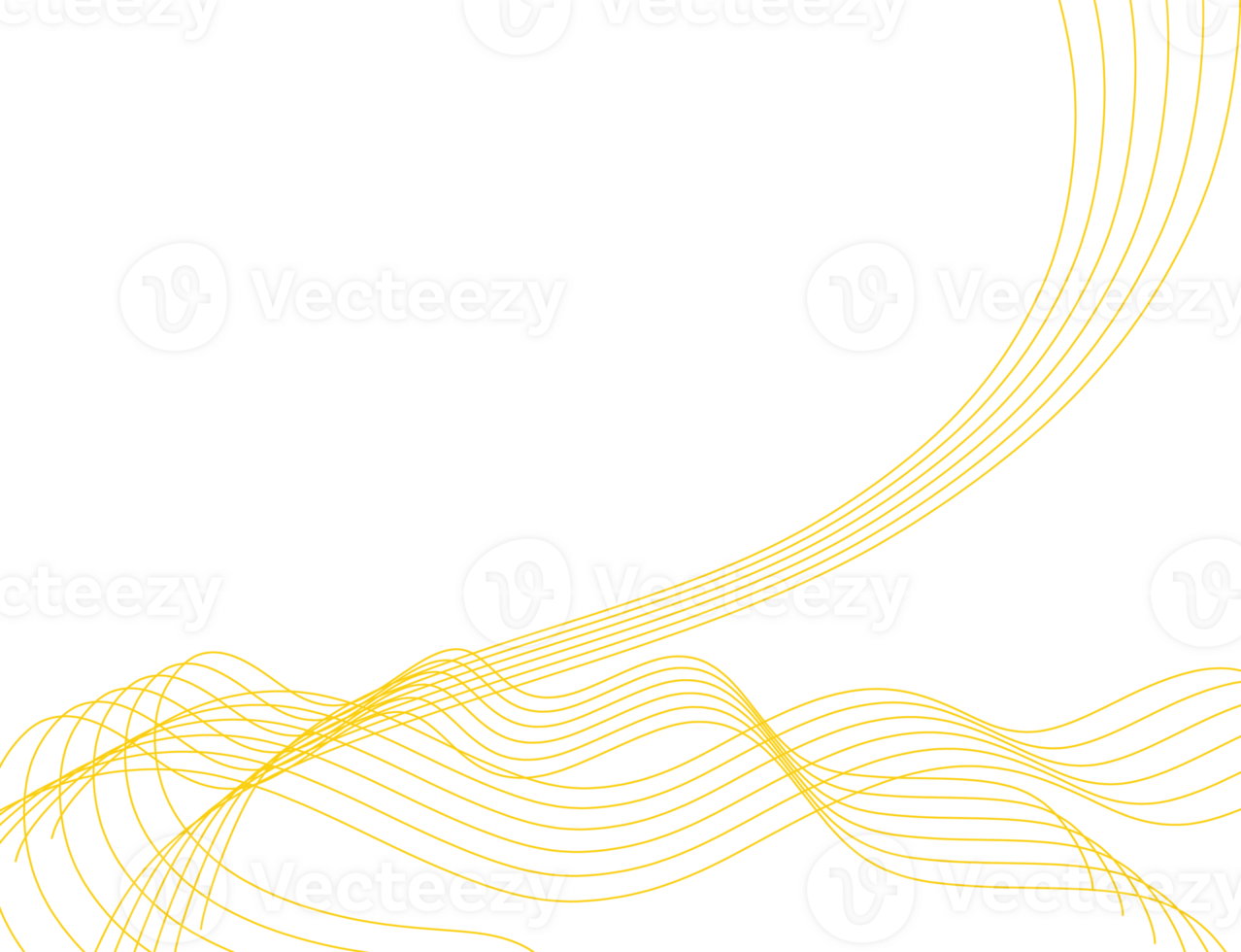 Yellow line drawing wave for design png