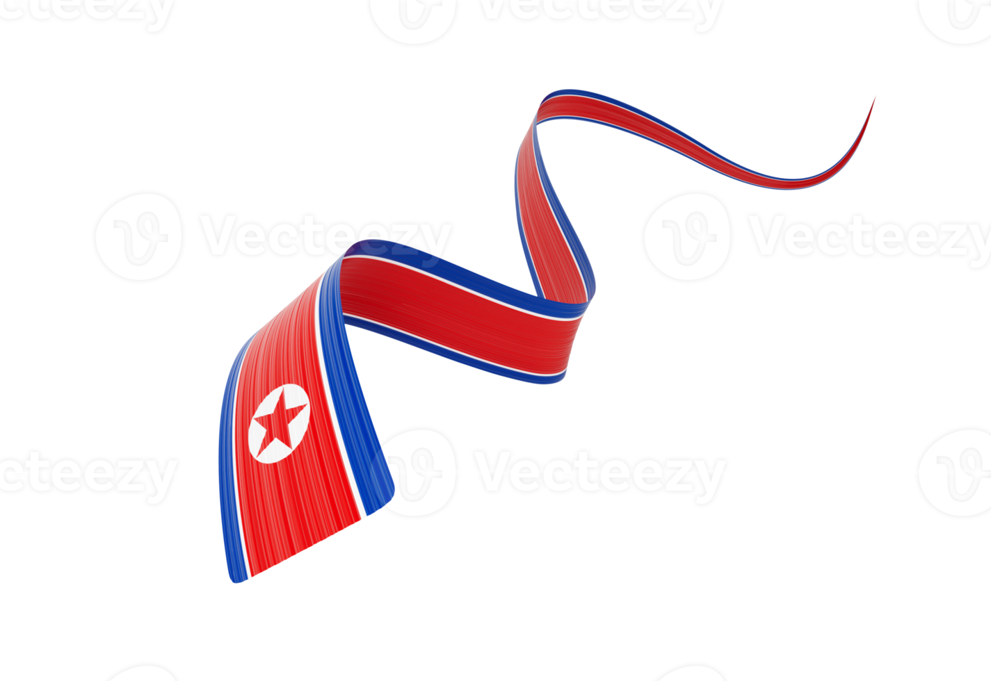 3d Flag Of North Korea Shiny Wavy Awareness Ribbon flag 3d Illustration png