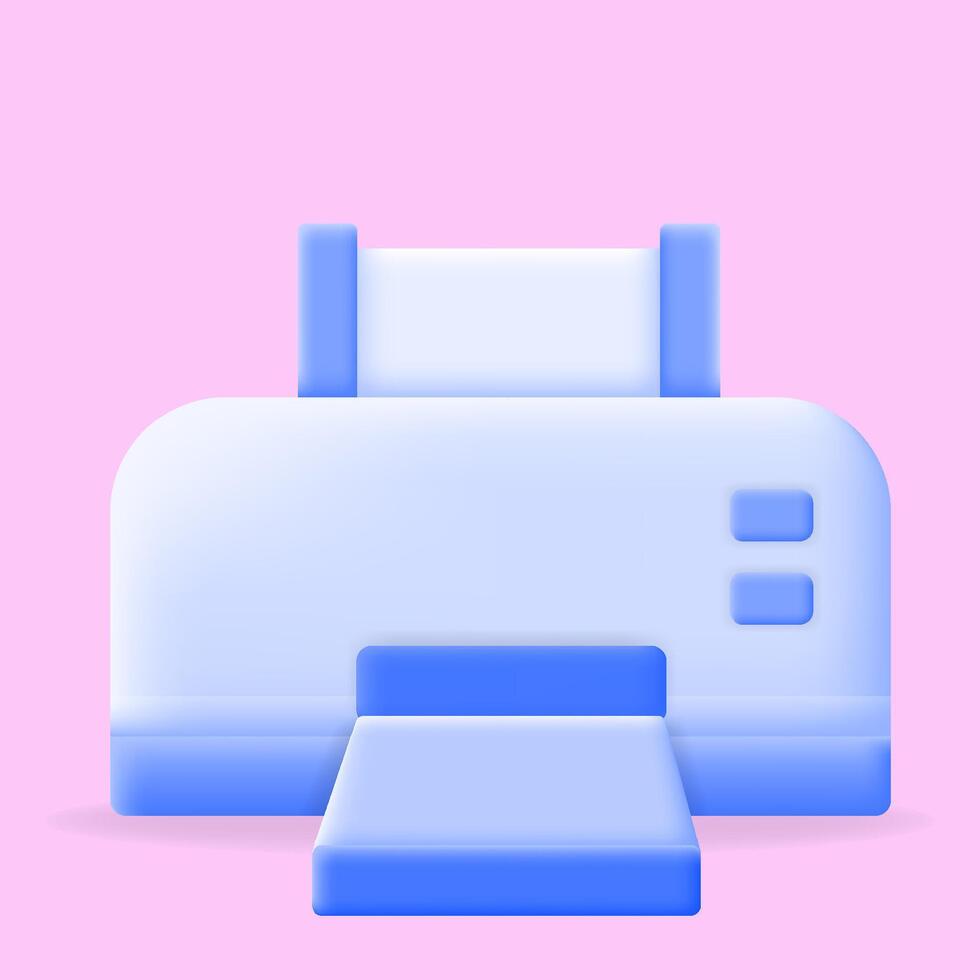 3D icon printer for office supplies, printing services and technology related websites vector