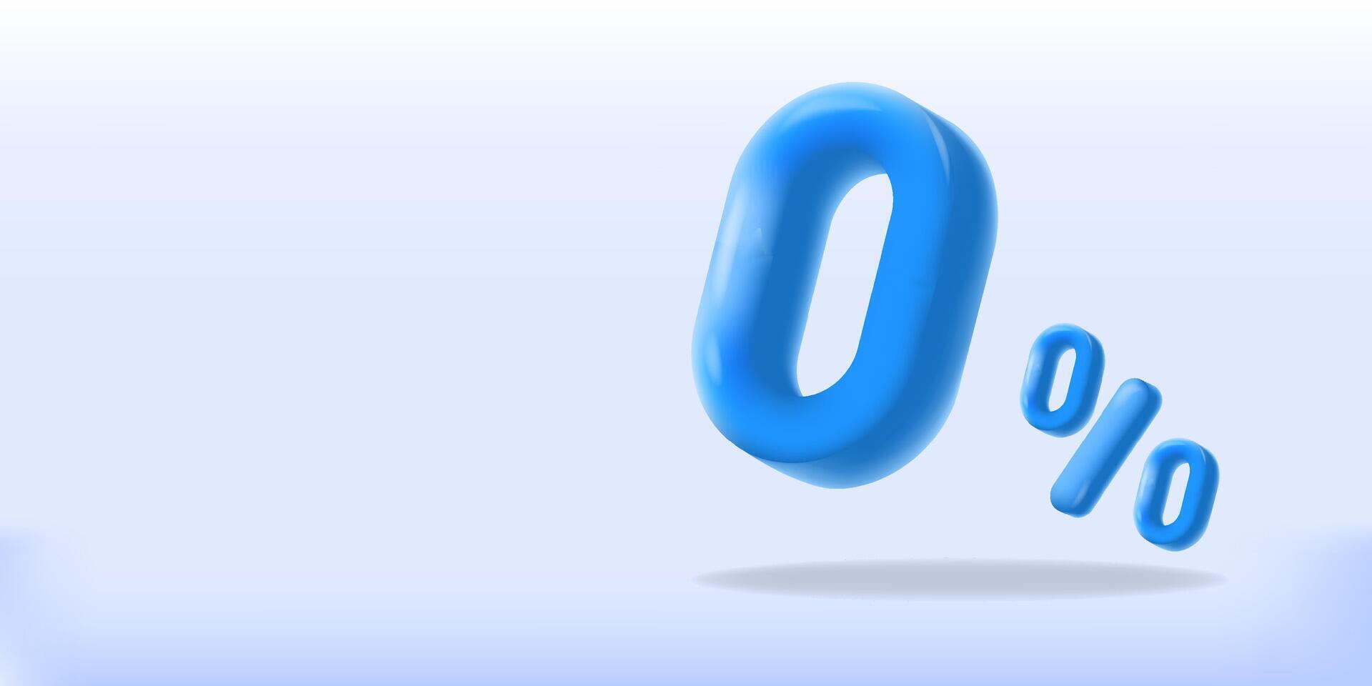 blue icon of 0 percent in background,Ideal for promoting zero interest rates, discounts, or free offers vector