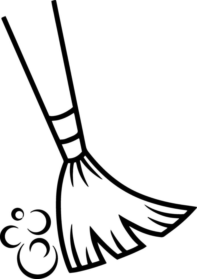 Doodle broom icon Hand drawn cleaning service vector