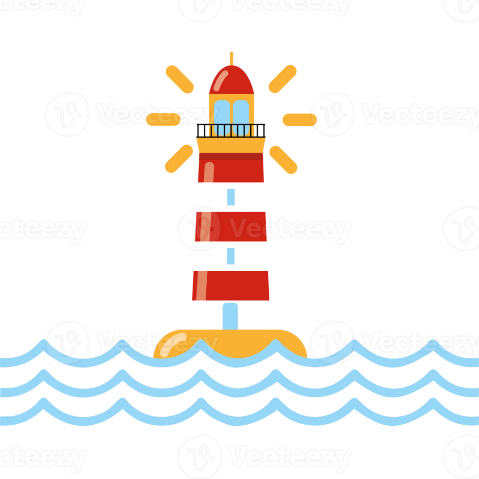 A tower containing a beacon light to warn or guide ships at sea, well designed icon of lighthouse png