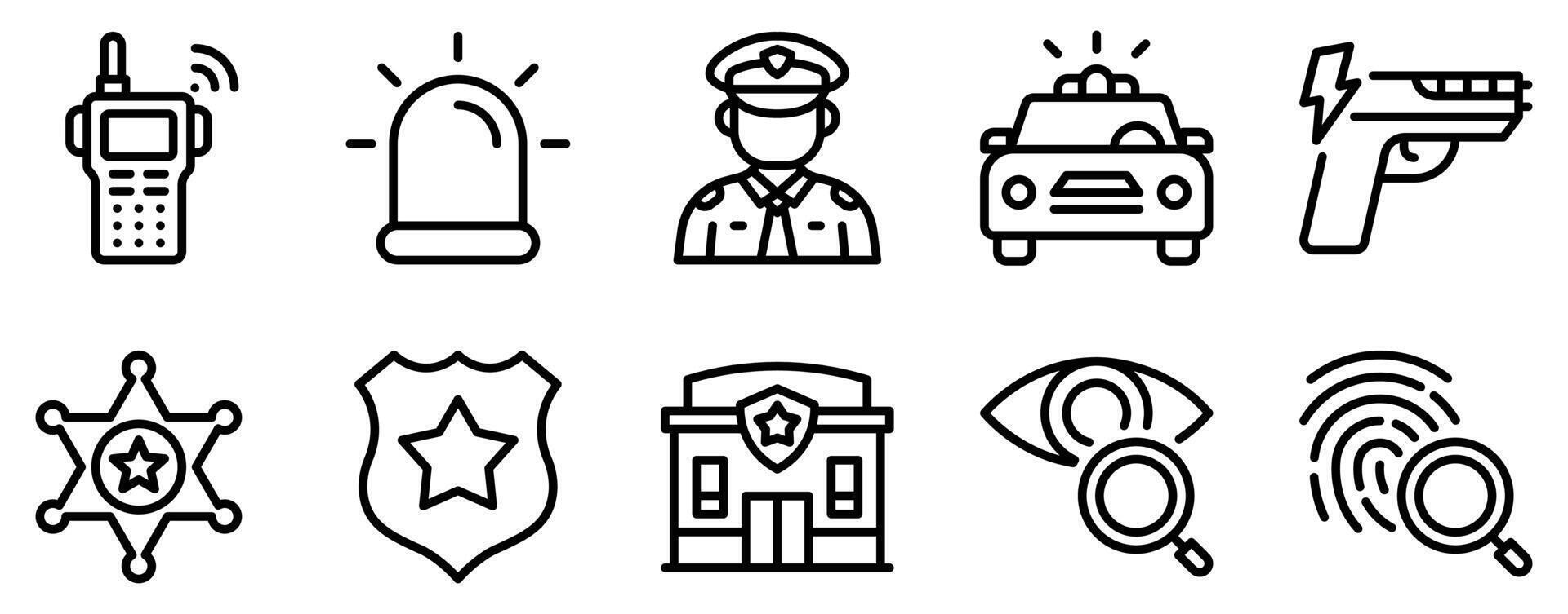 Police Icon Set Professional Line Style Collection for Law Enforcement vector