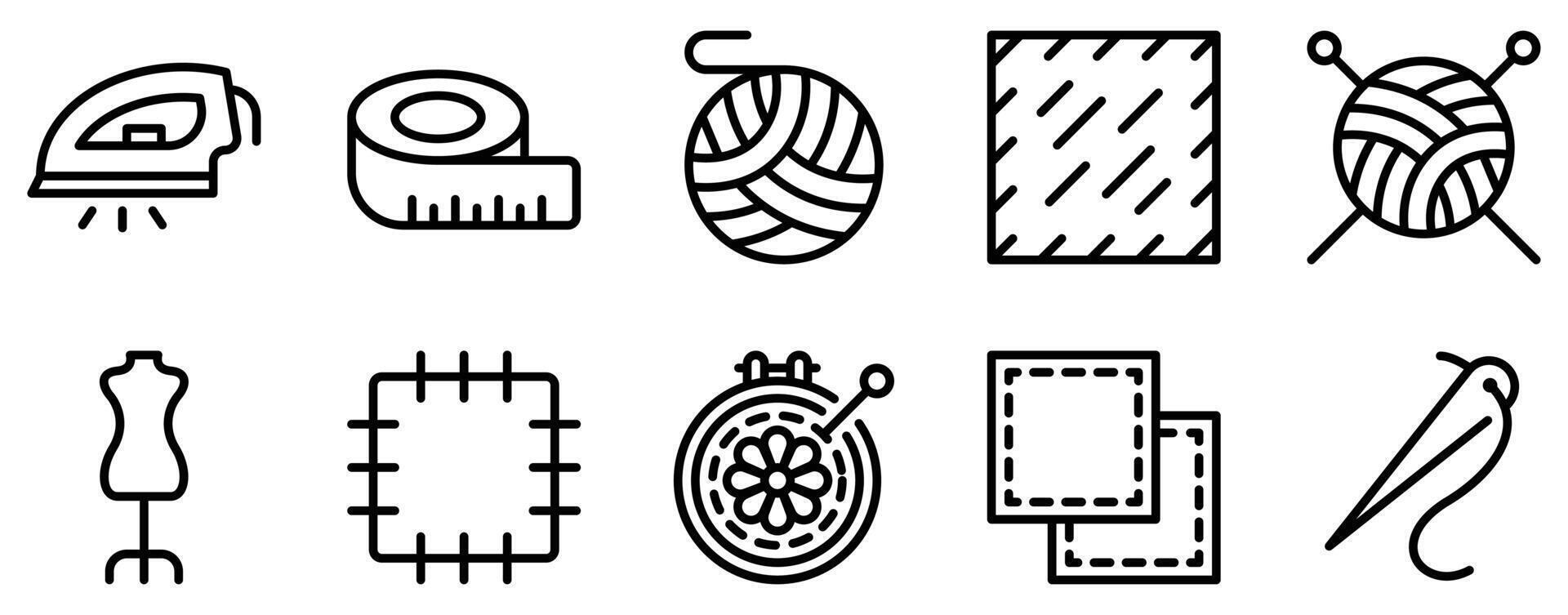 Sewing Icon Set Crafty Line Style Collection for Textile Enthusiasts vector