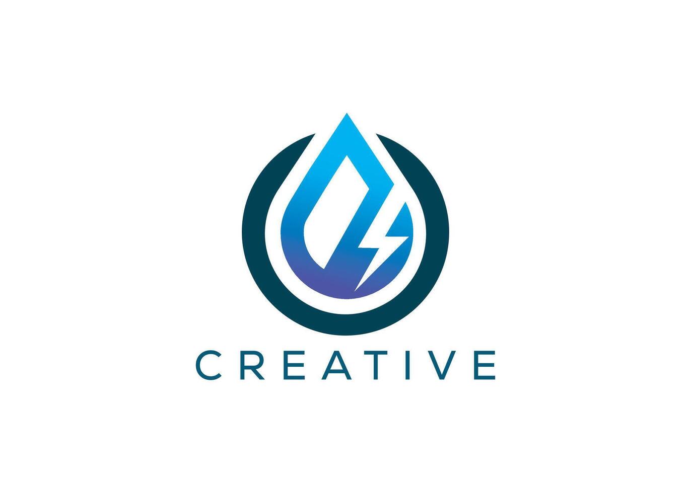 Minimal and professional thunder and drop logo design template vector