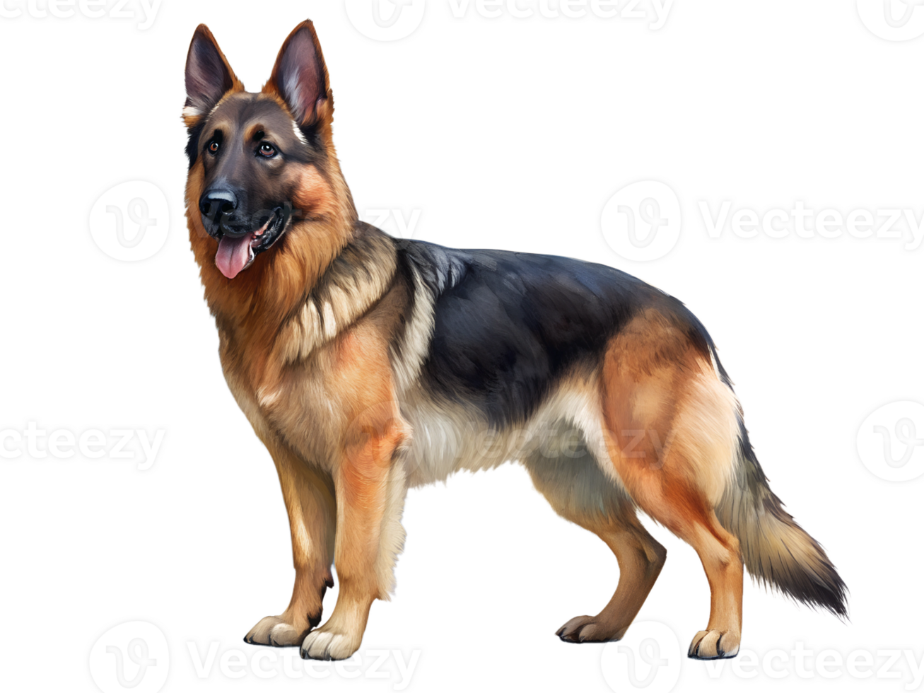German Shepherd, full body, isolated on a transparent background png