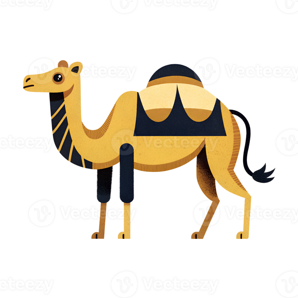 a cartoon camel. It has a black and beige color scheme and is illustrated in a whimsical, stylized manner png