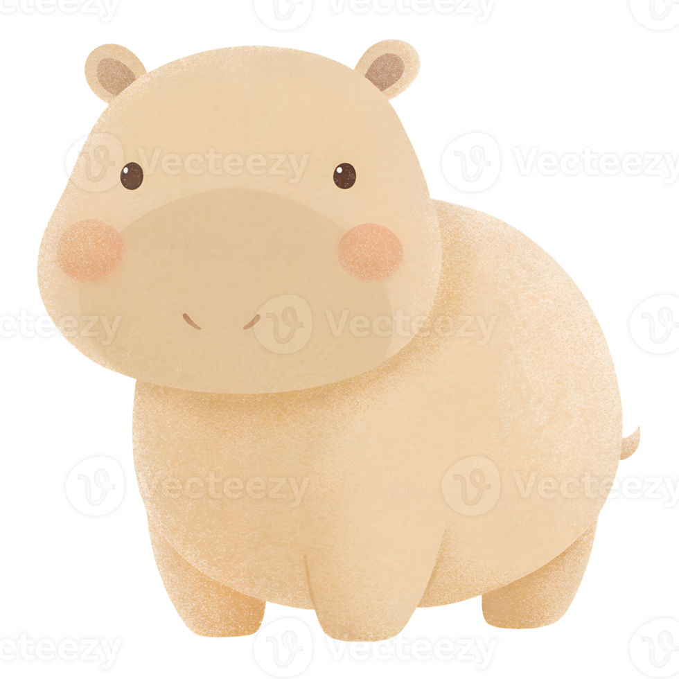 Illustration style cartoon cute, hippo, simple and clean lines png