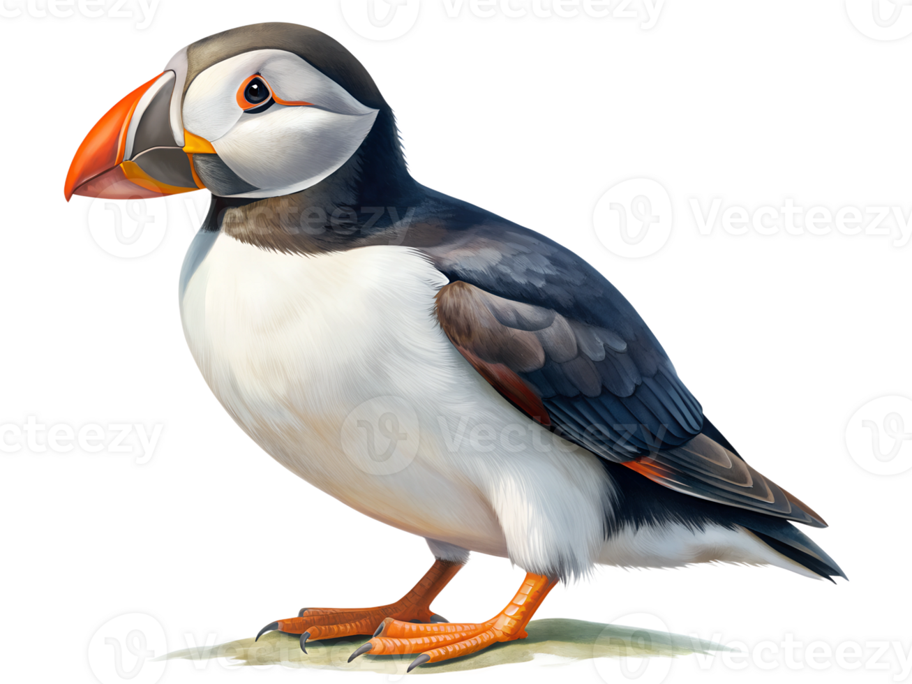Puffin, full body, isolated on transparent background png