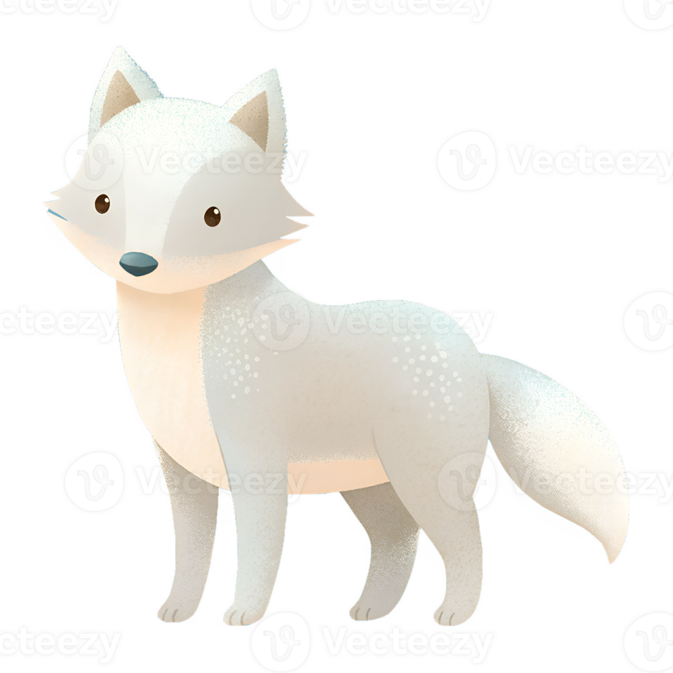 Illustration style cartoon cute, Arctic Fox, simple and clean lines png