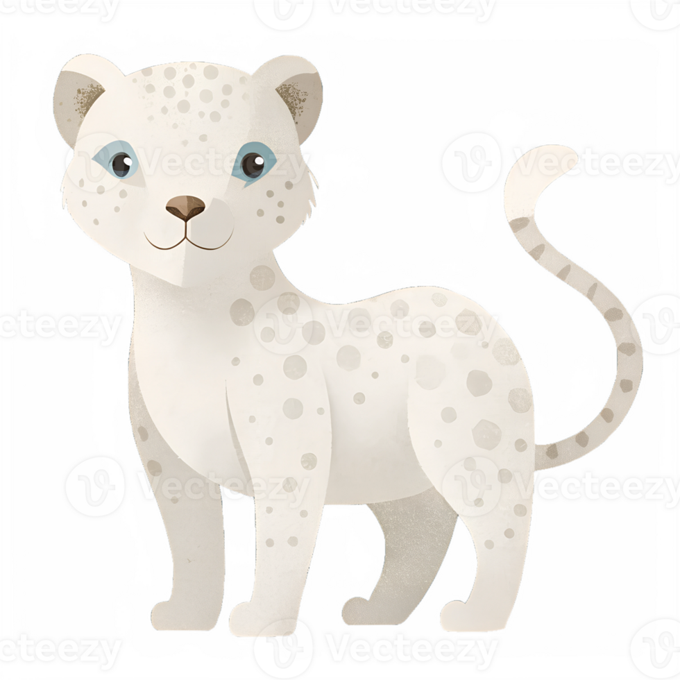 Illustration style cartoon cute, Snow Leopard, simple and clean lines png