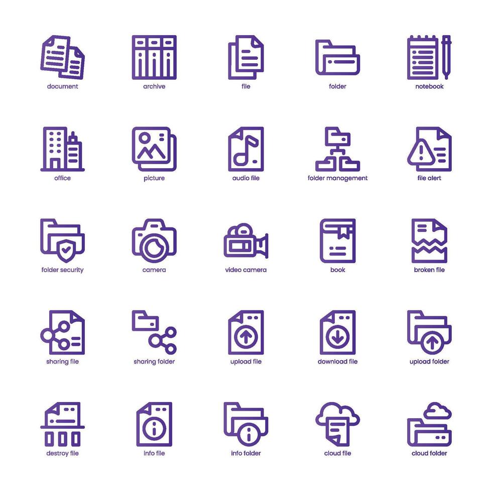 Document Archive icon pack for your website, mobile, presentation, and logo design. Document Archive icon basic line gradient design. graphics illustration and editable stroke. vector