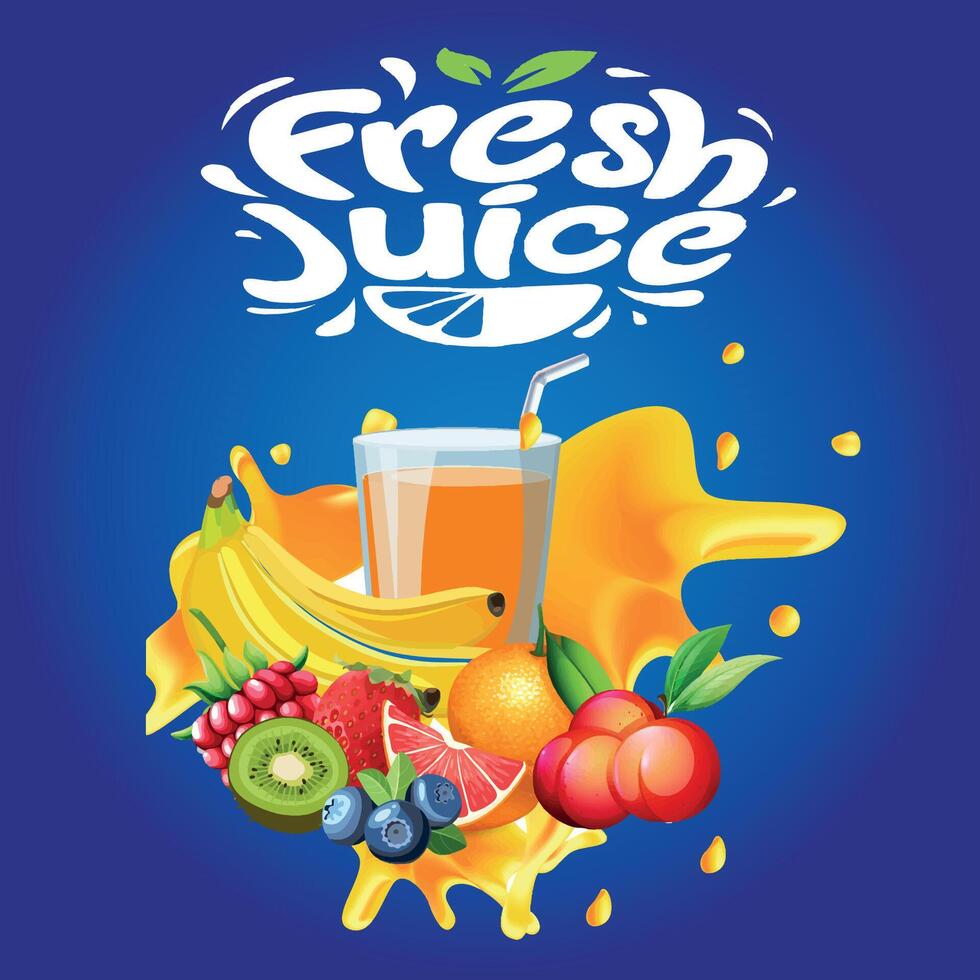 Summer Juice Drink Shop Blue Banner Design vector