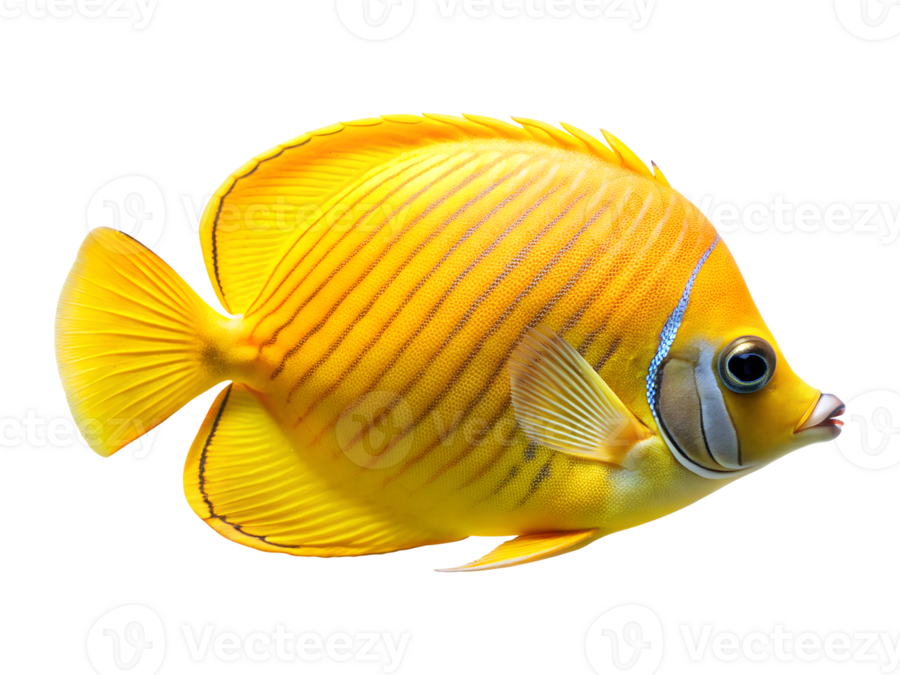 Golden Butterflyfish isolated on a translucent background png