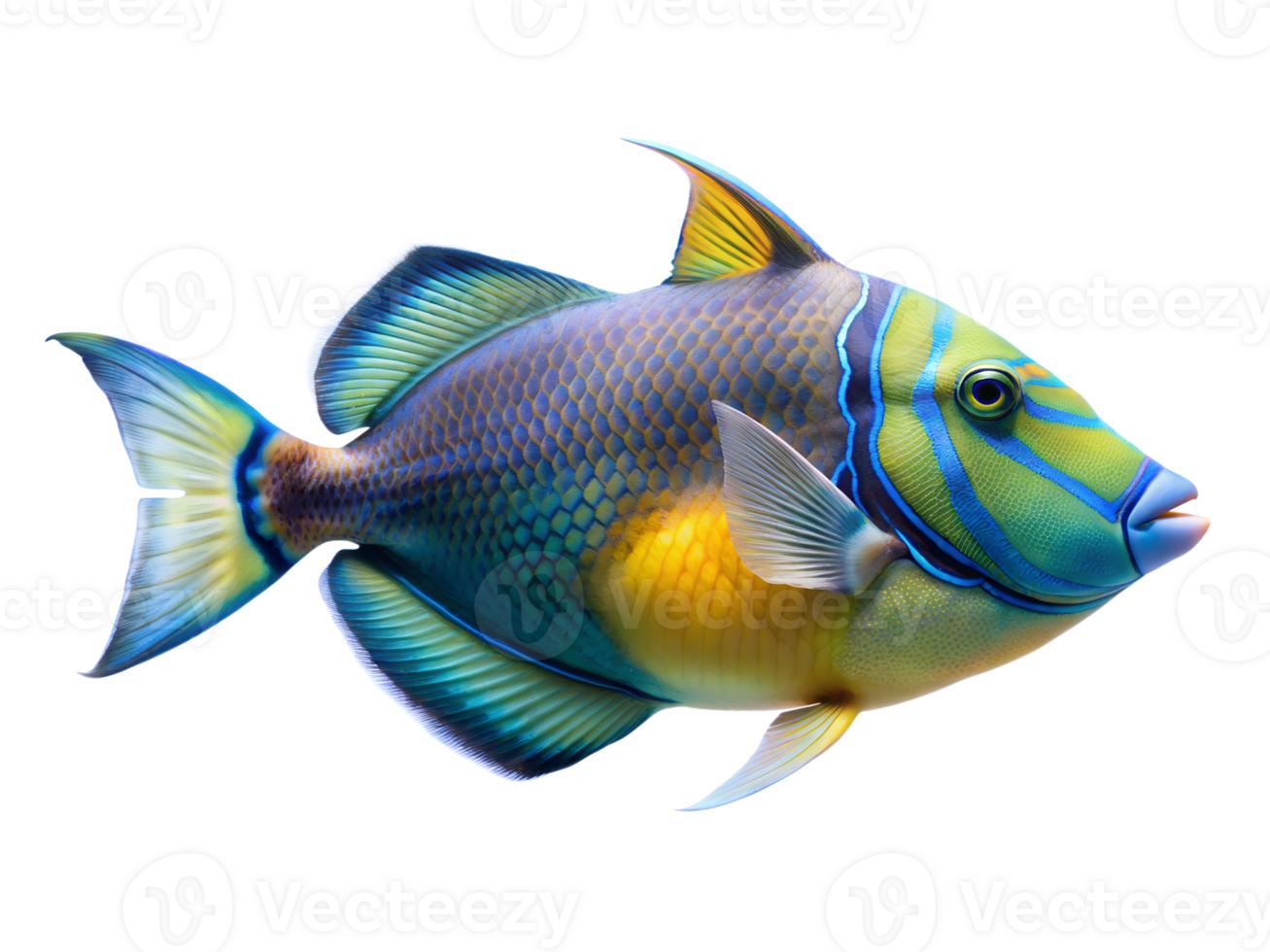 Queen Triggerfish isolated on a translucent background png