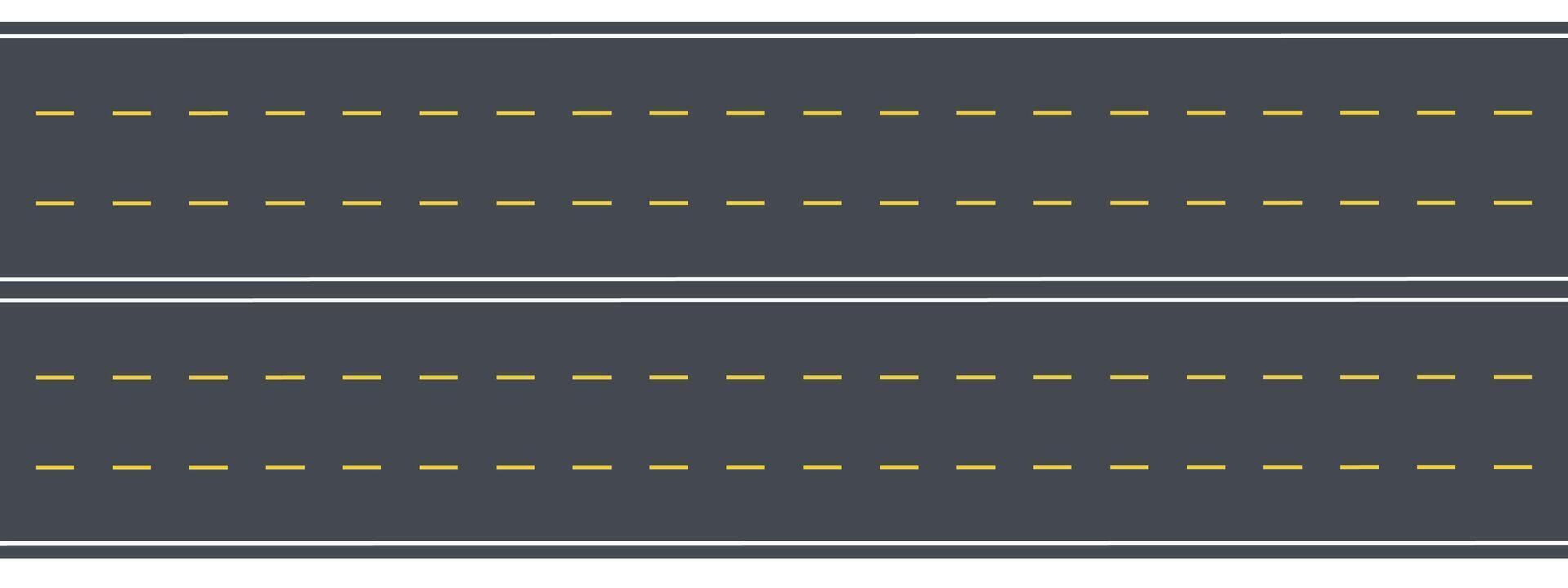 Asphalt high way road top view elements set isolated on white background. illustration vector